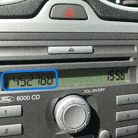 Ford V serial number identification label on stereo side