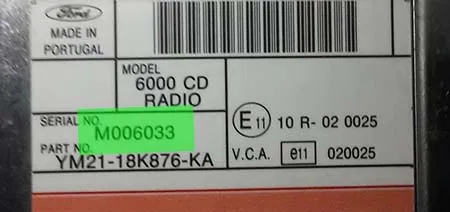 6000 CD RDS EON serial on label